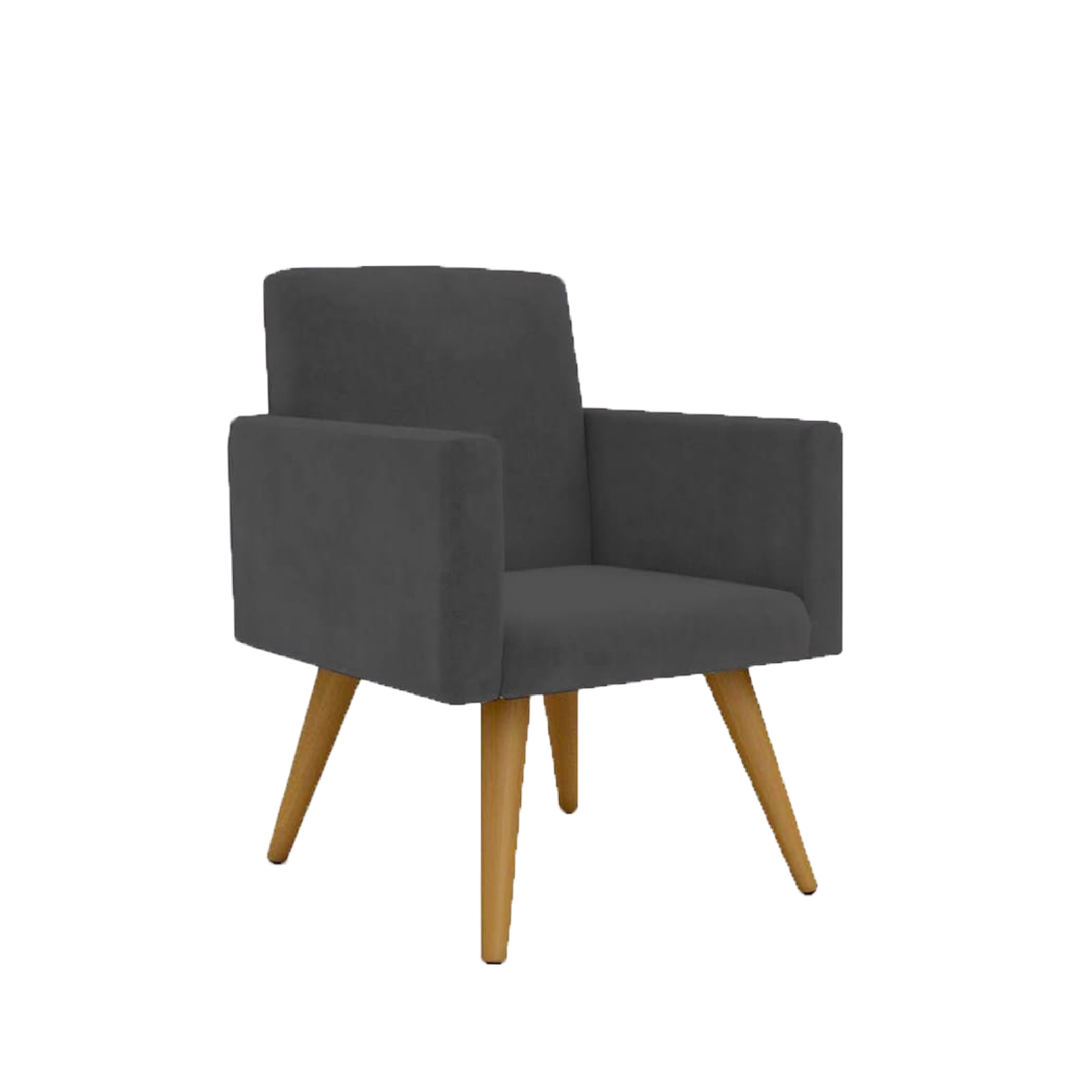 Poltrona Cadeira Premium Cinza Linha A Em Suede Para Recepção Pés Retrô Confortável Estofada D28 120 kg Db