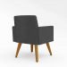 Poltrona Cadeira Premium Cinza Linha A Em Suede Para Recepção Pés Retrô Confortável Estofada D28 120 kg Db