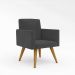Poltrona Cadeira Premium Cinza Linha A Em Suede Para Recepção Pés Retrô Confortável Estofada D28 120 kg Db