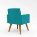 Poltrona Cadeira Premium Linha A Azul Celeste Em Suede Para Recepção Pés Retrô Confortável Estofada D28 120 kg Db