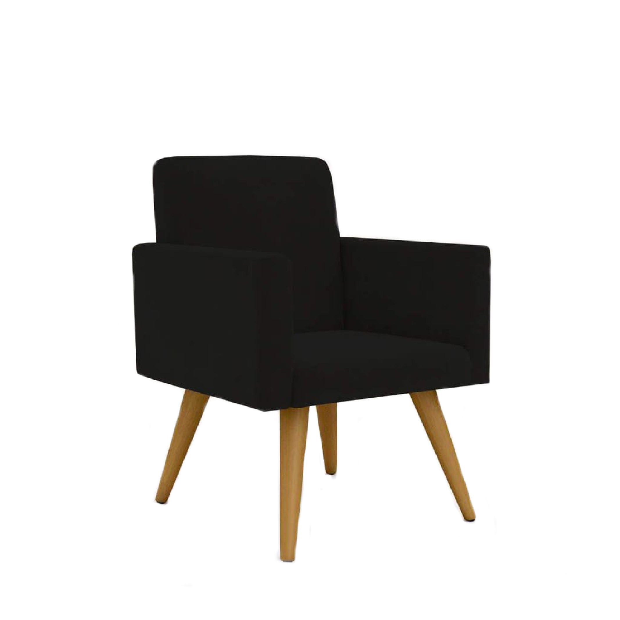 Poltrona Cadeira Premium Preta Linha A Em Suede Para Recepção Pés Retrô Confortável Estofada D28 120 kg Preto Db