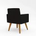 Poltrona Cadeira Premium Preta Linha A Em Suede Para Recepção Pés Retrô Confortável Estofada D28 120 kg Preto Db