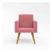 Poltrona Cadeira Premium Rosa Linha A Em Suede Para Recepção Pés Retrô Confortável Estofada D28 120 kg Db