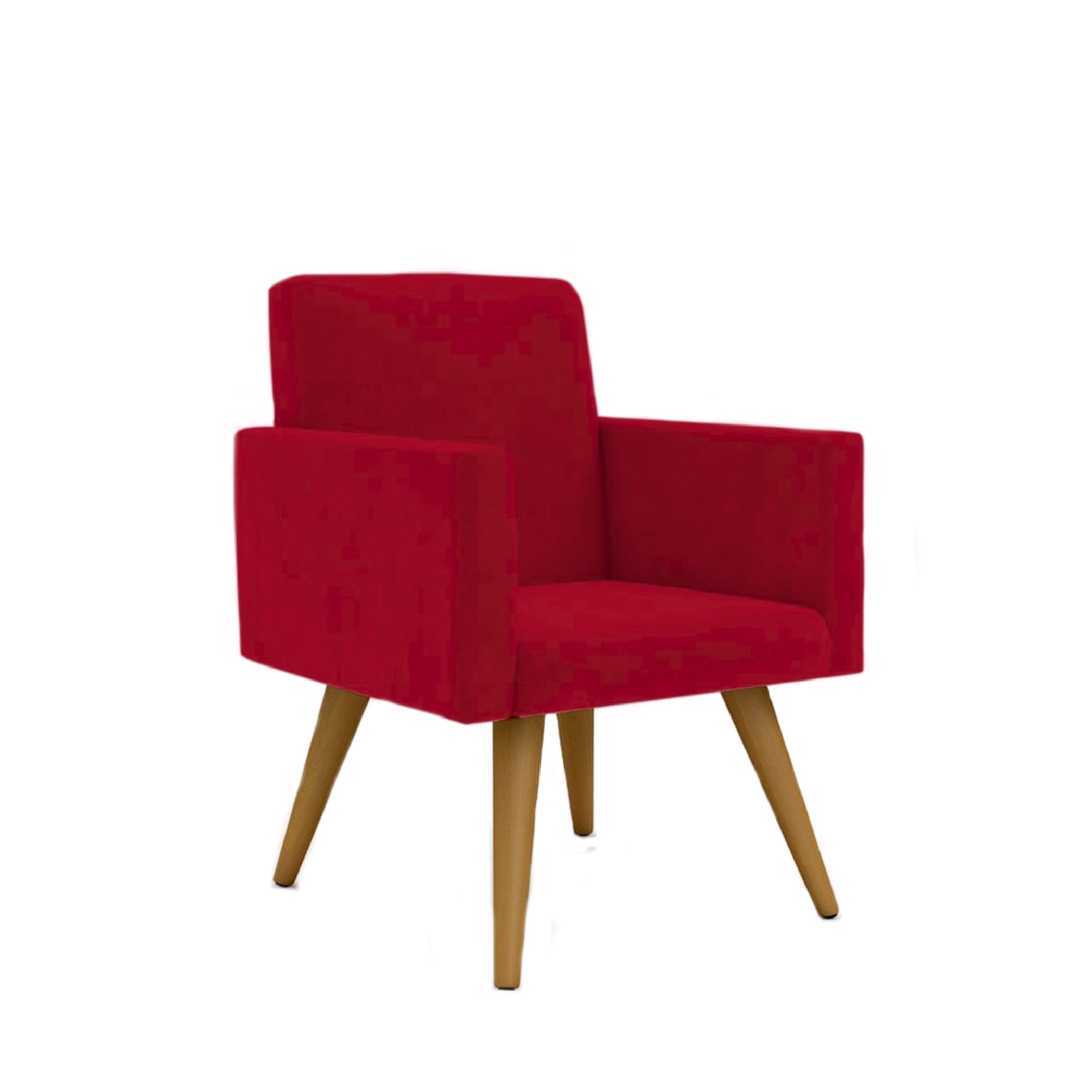 Poltrona Cadeira Premium Vermelho Linha A Em Suede Para Recepção Pés Retrô Confortável Estofada D28 120 kg Db
