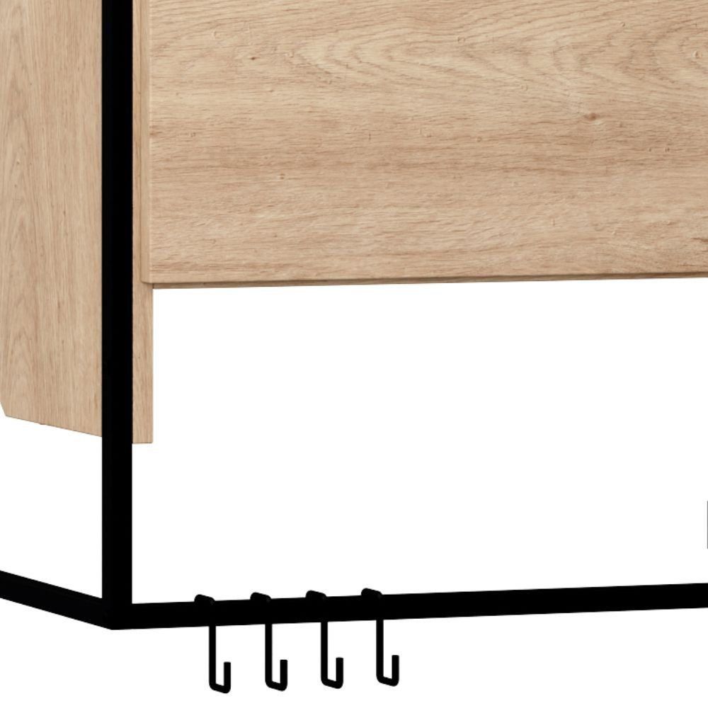 Armário Aéreo Com Porta e Suporte Metálico Com Ganchos Soul Carvalho Mel - Be Mobiliário