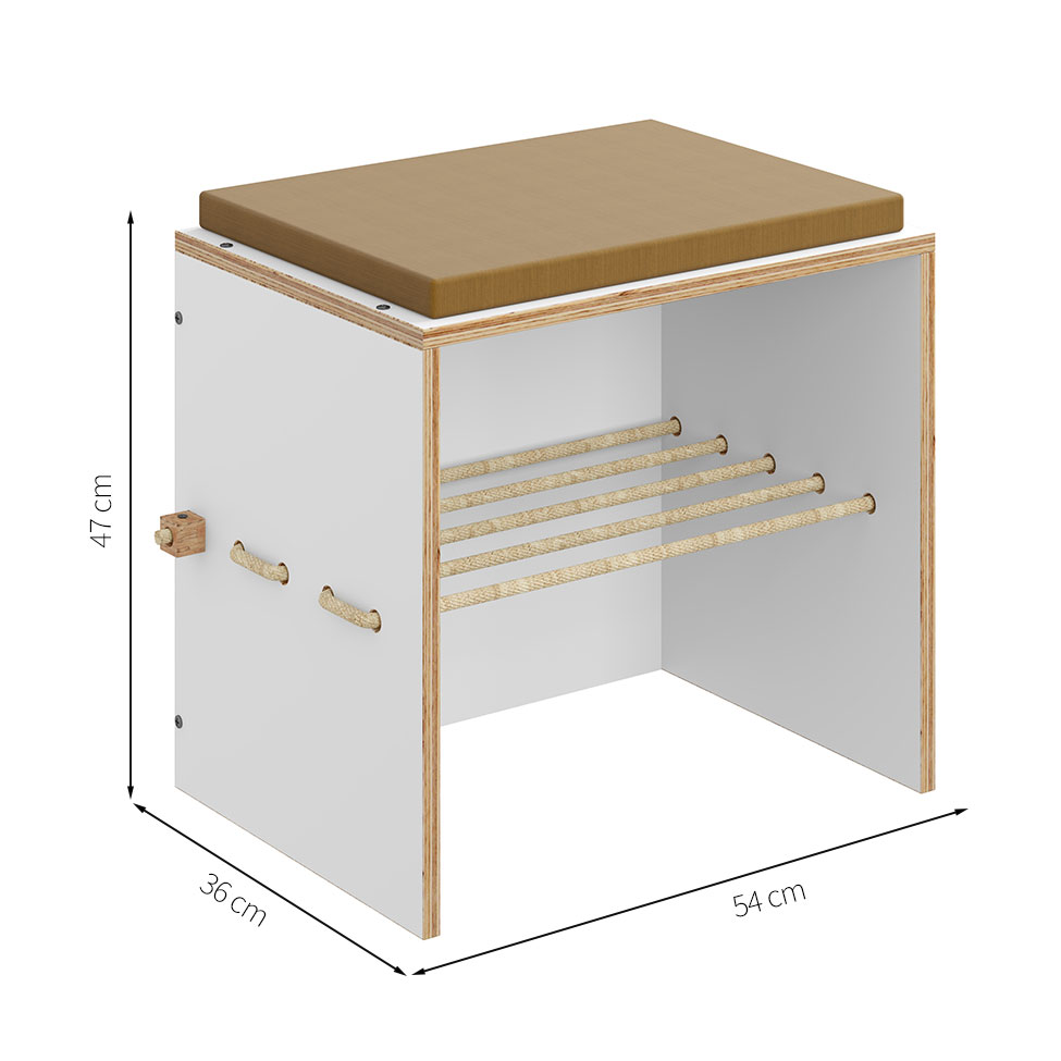 Banco Cordel com Futon Branco