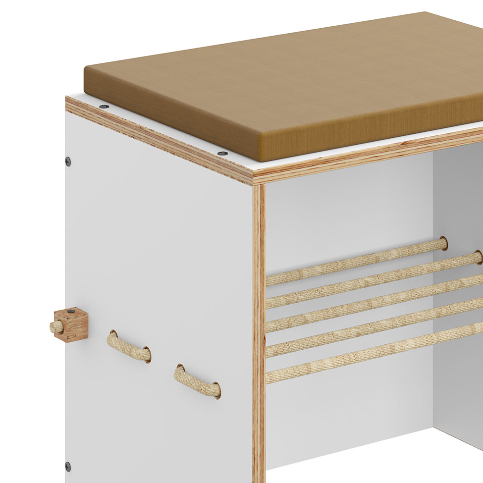 Banco Cordel com Futon Branco
