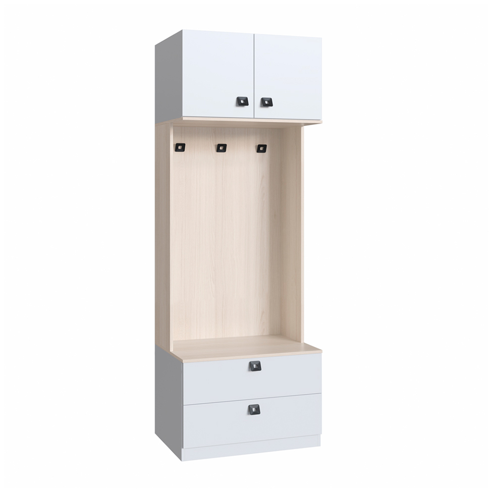 Guarda-Roupa Modulado Free I 2 Portas 2 Gavetas Branco e Nature