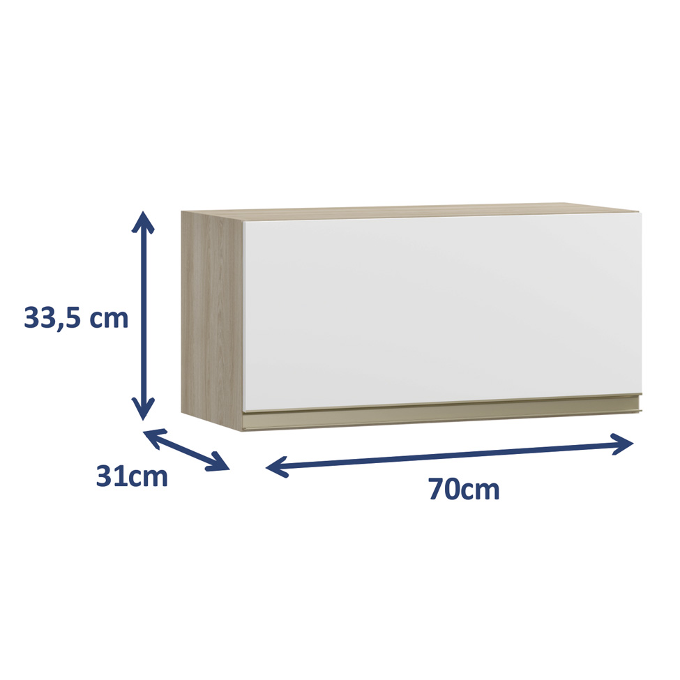 Armário Aéreo Cook 1 Porta Aveiro e Branco 70 cm