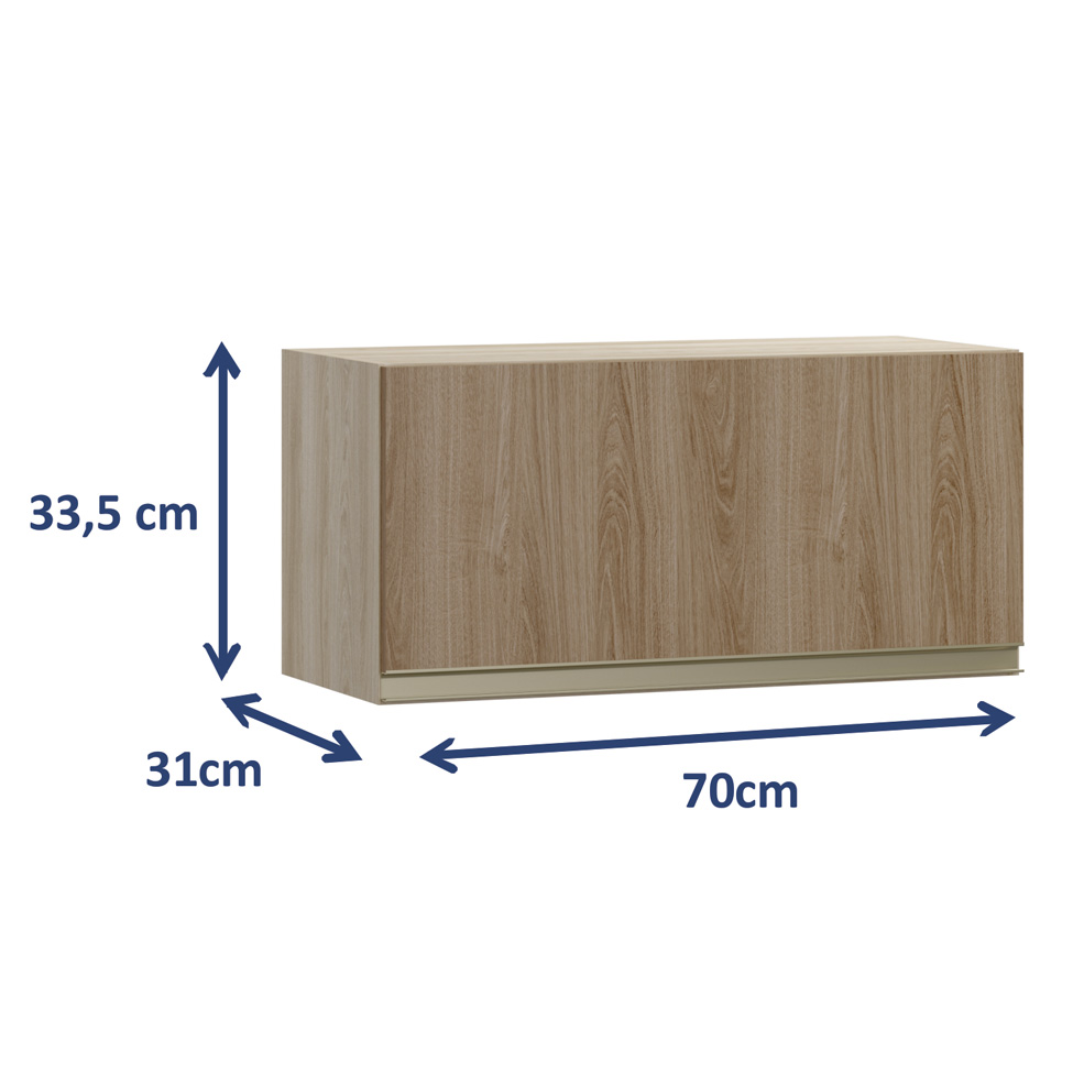 Armário Aéreo Cook 1 Porta Aveiro e Madeira 70 cm