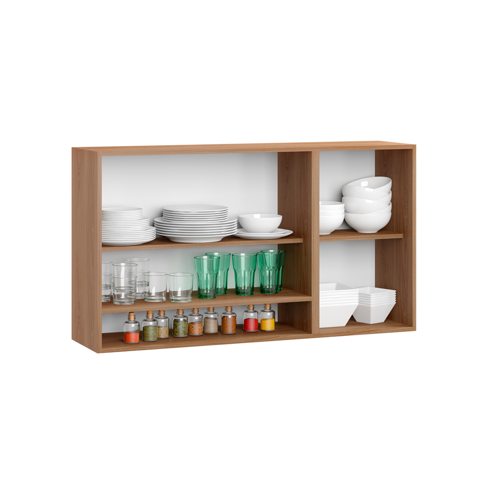 Armário Aéreo Cook ll 3 Portas Madeira e Aveiro 120 cm