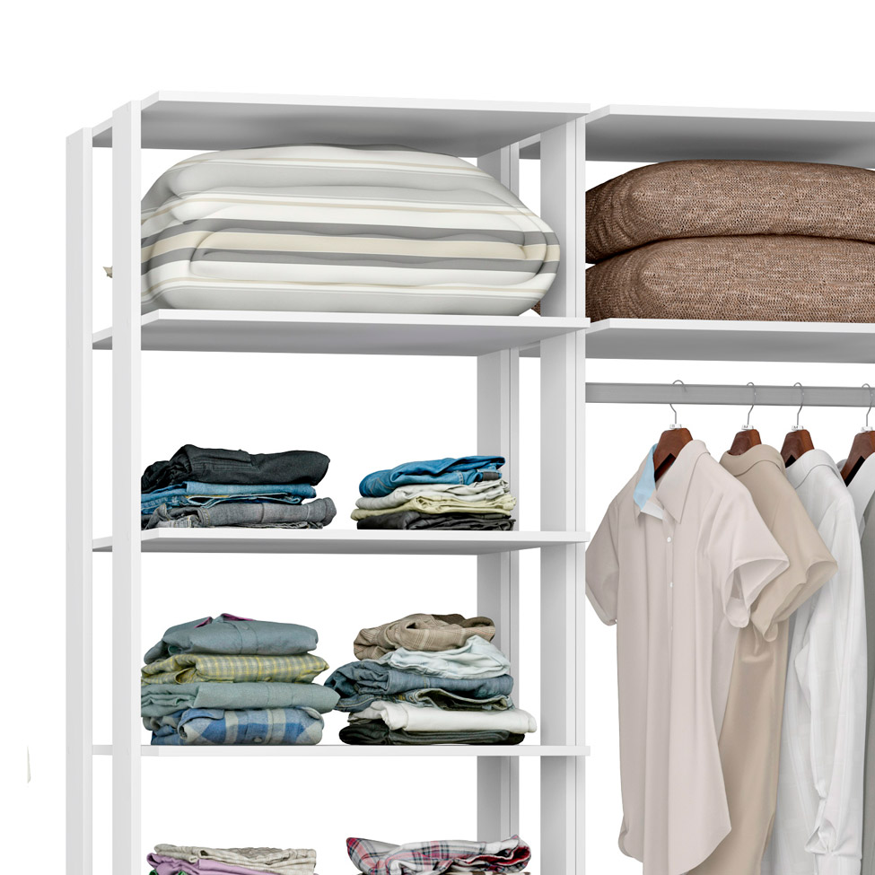 Guarda-Roupa Solteiro Modulado Clothes II 3 Gavetas Branco