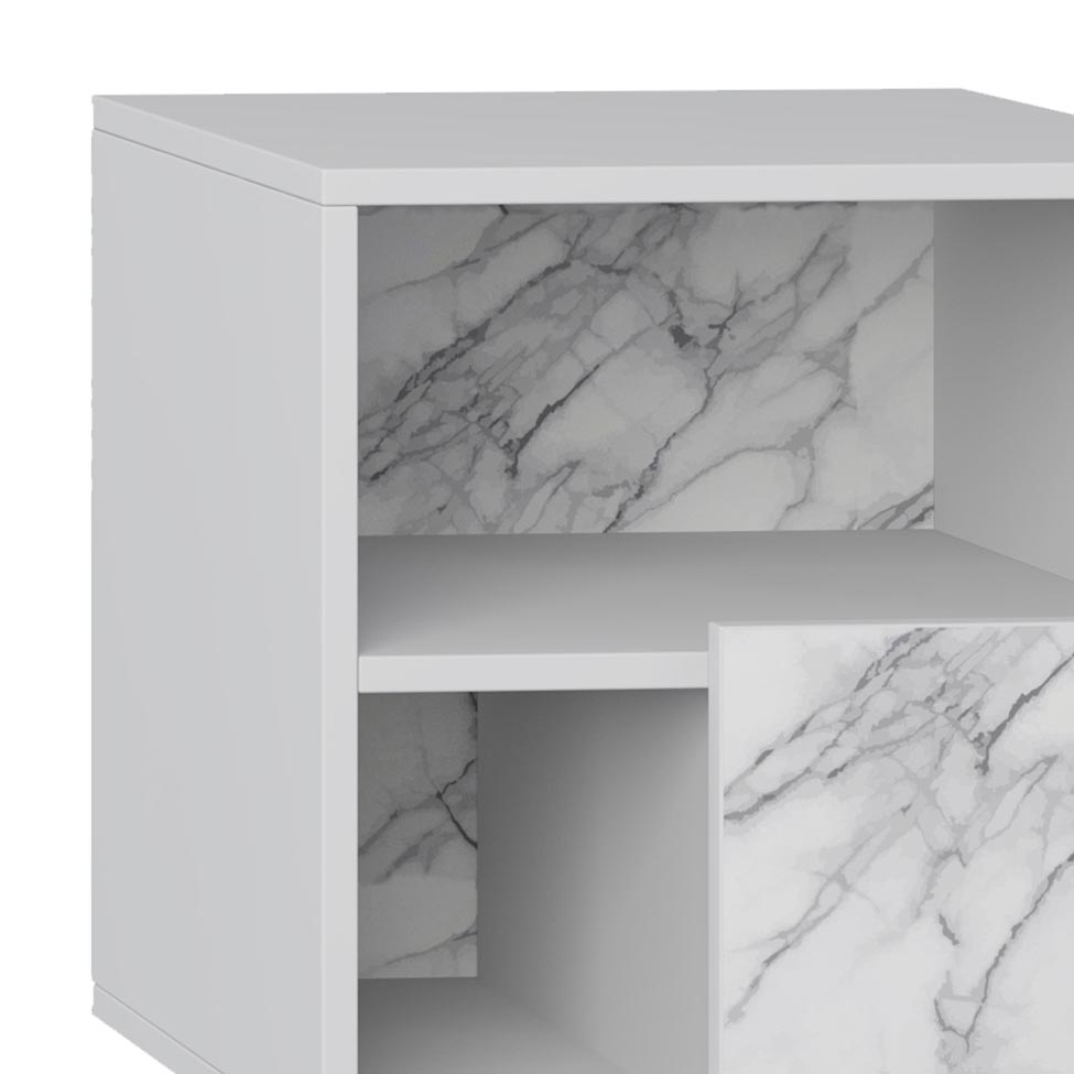 Mesa de Cabeceira Rá Branco Carrara