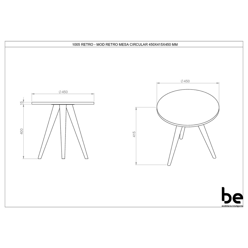 Mesa Lateral Redonda Retrô Branca 42 cm