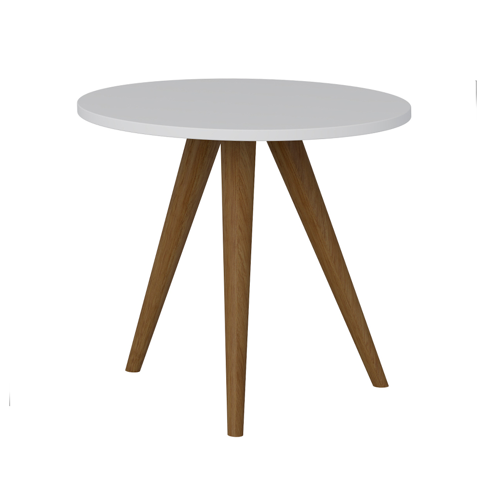 Mesa Lateral Redonda Retrô Branca 42 cm