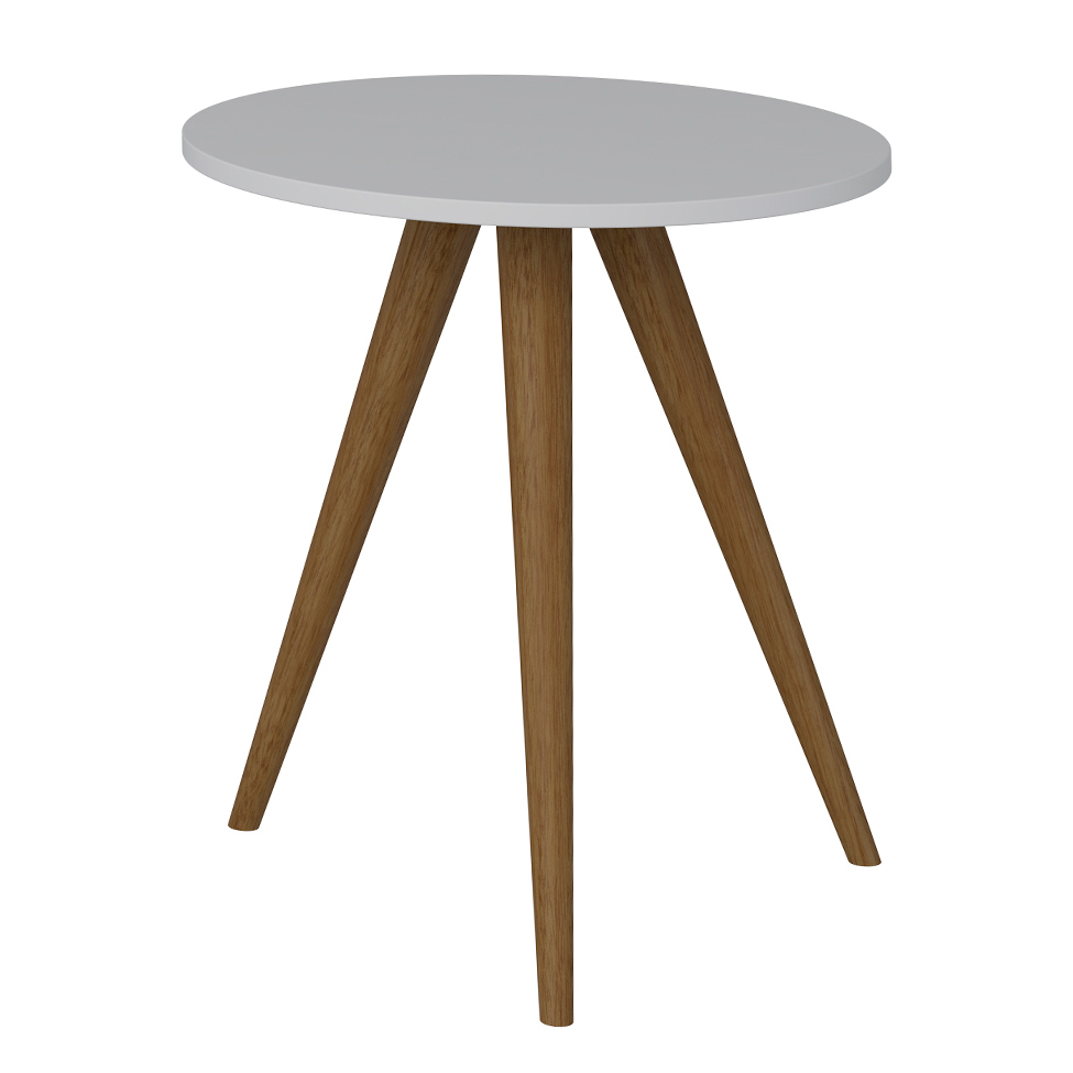 Mesa Lateral Redonda Retrô Branca 52 cm