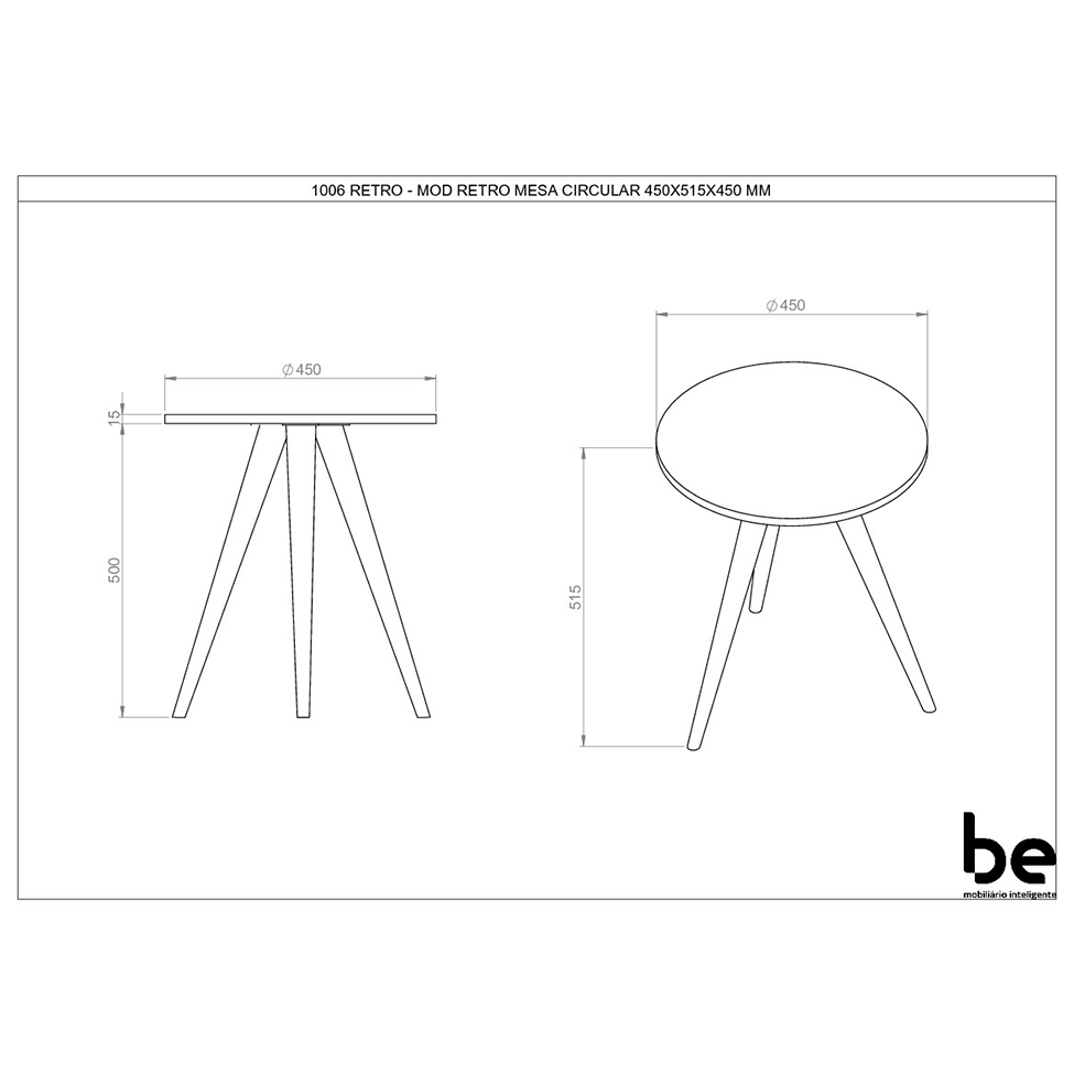 Mesa Lateral Redonda Retrô Branca 52 cm