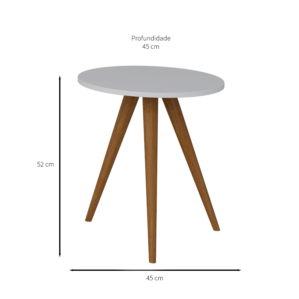Mesa Lateral Redonda Retrô Branca 52 cm