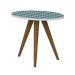 Mesa Lateral Redonda Retrô Branca e Azul 42 cm
