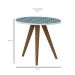 Mesa Lateral Redonda Retrô Branca e Azul 42 cm