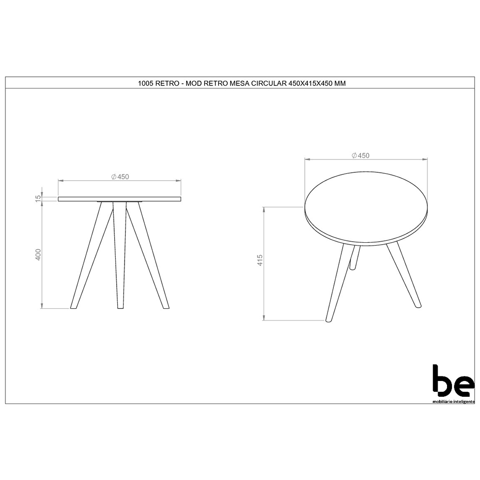 Mesa Lateral Redonda Retrô Branca e Azul 42 cm