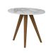Mesa Lateral Redonda Retrô Branca e Carrara 42 cm