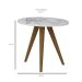 Mesa Lateral Redonda Retrô Branca e Carrara 42 cm