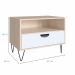 Mesa de Cabeceira Drawer 1 Gaveta Nature e Branca 67 cm