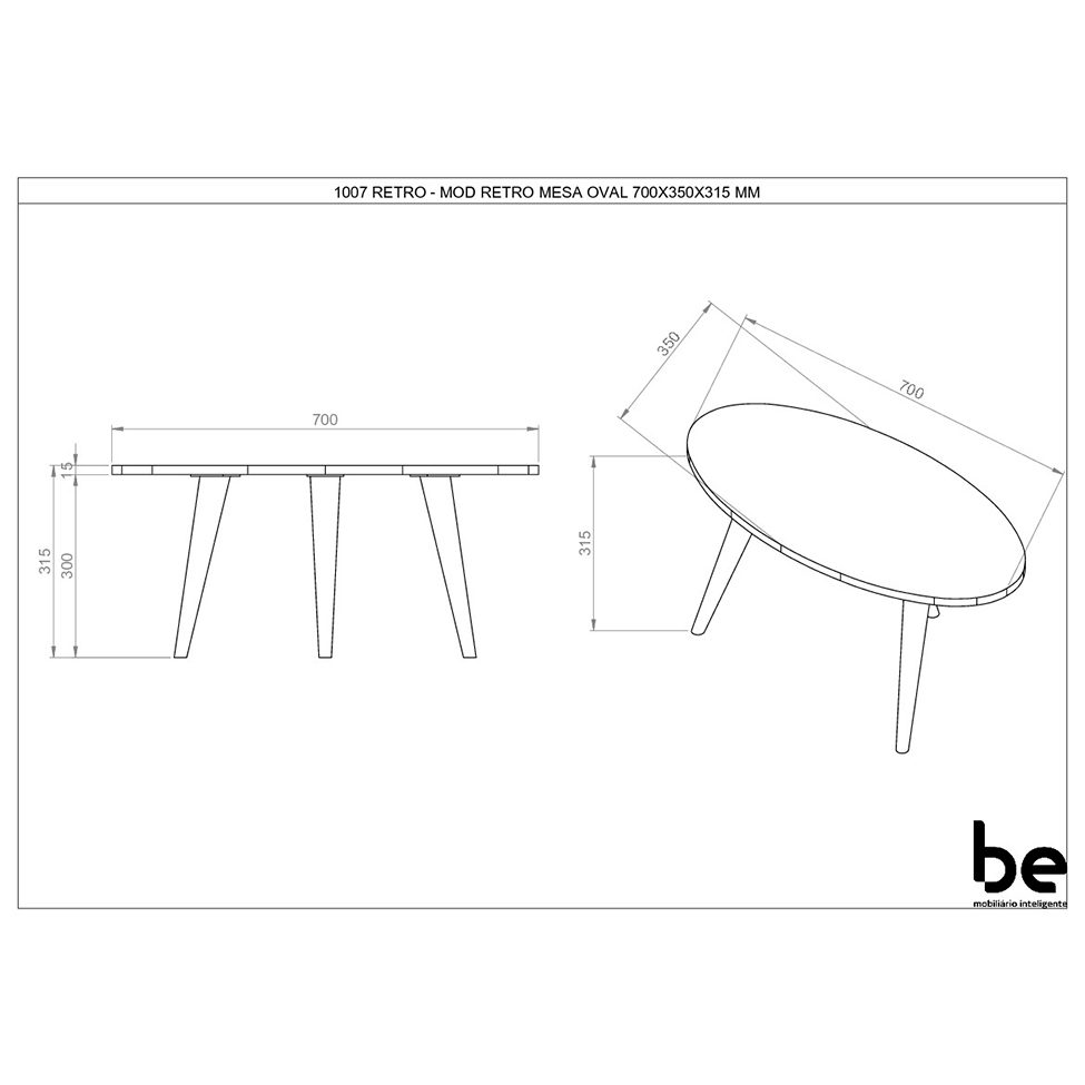 Mesa de Centro Oval Retrô Branca