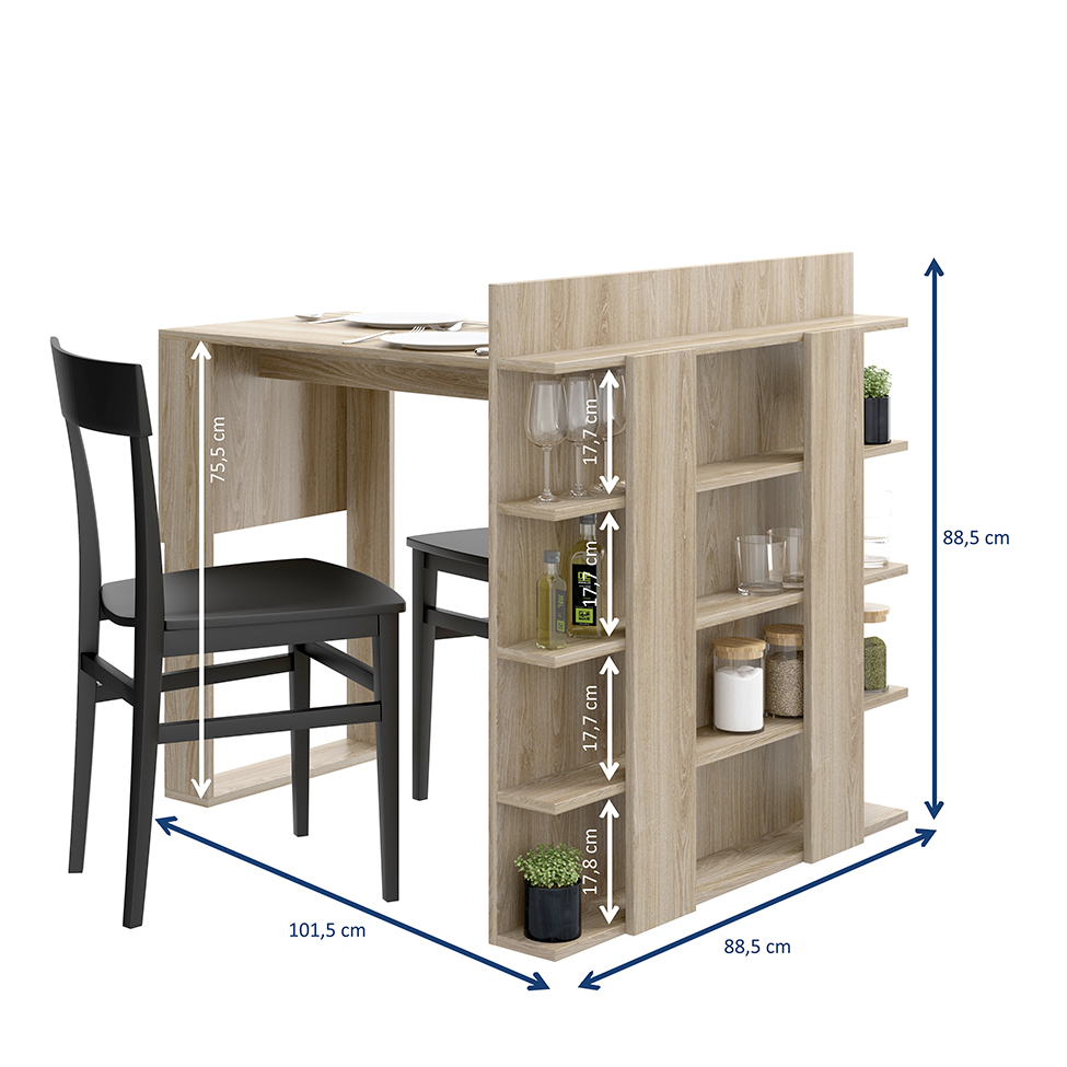 Mesa de Cozinha Retangular com Estante Smart Aveiro