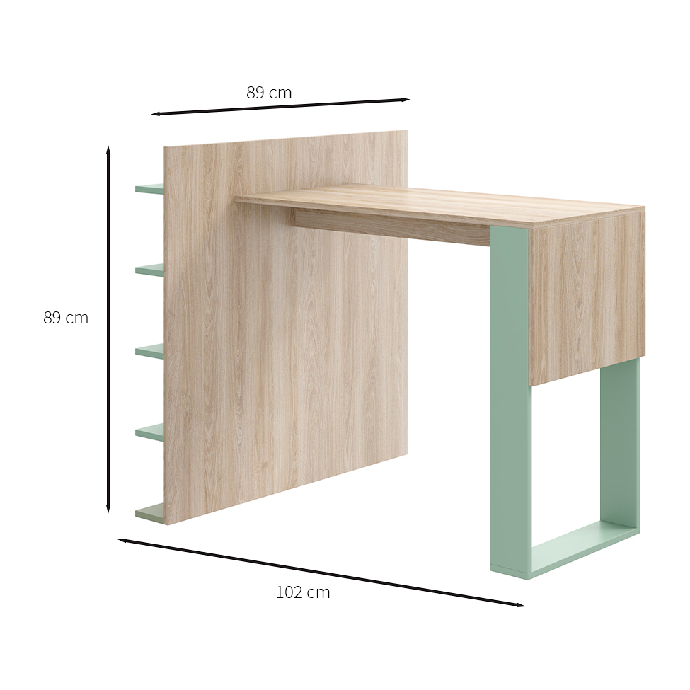 Mesa de Cozinha Retangular com Estante Smart Aveiro e Verde