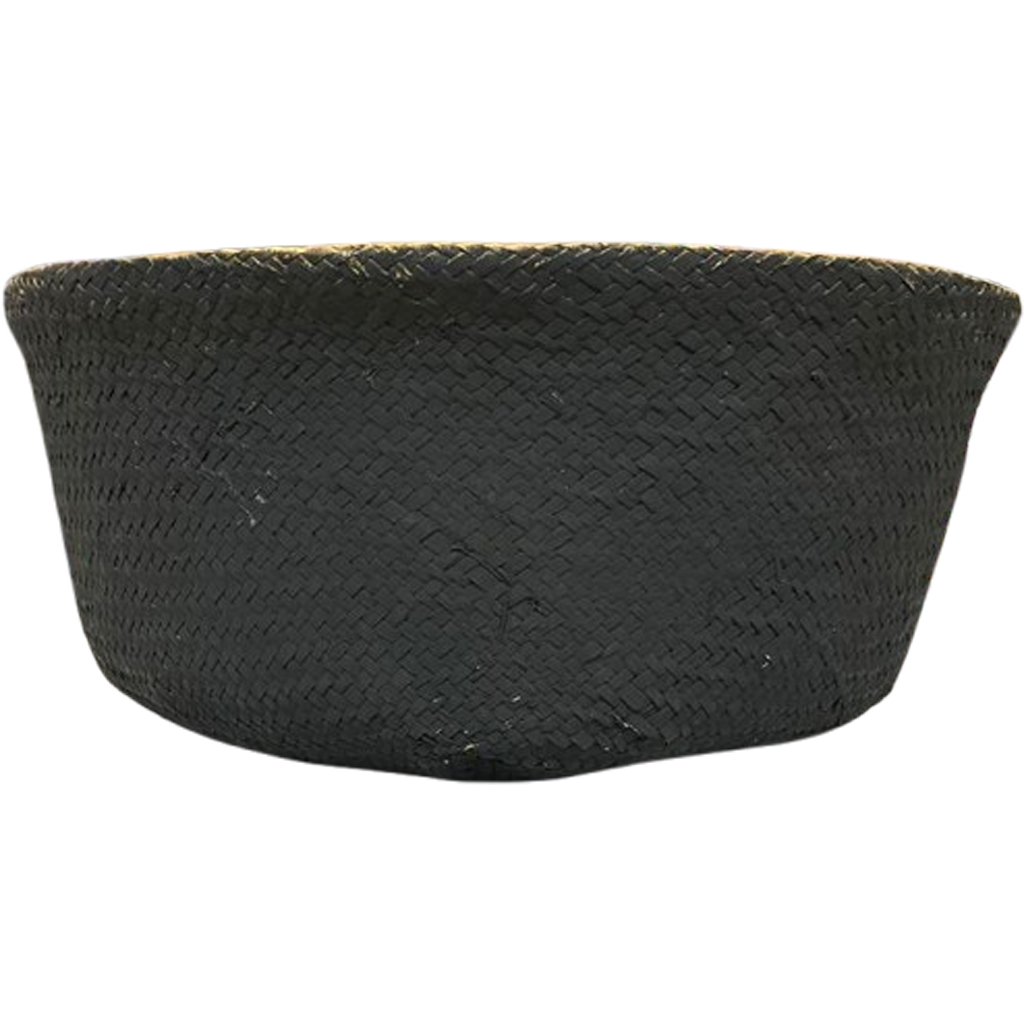 Cesta com Alça Decorativo em Palha 32cm Preto