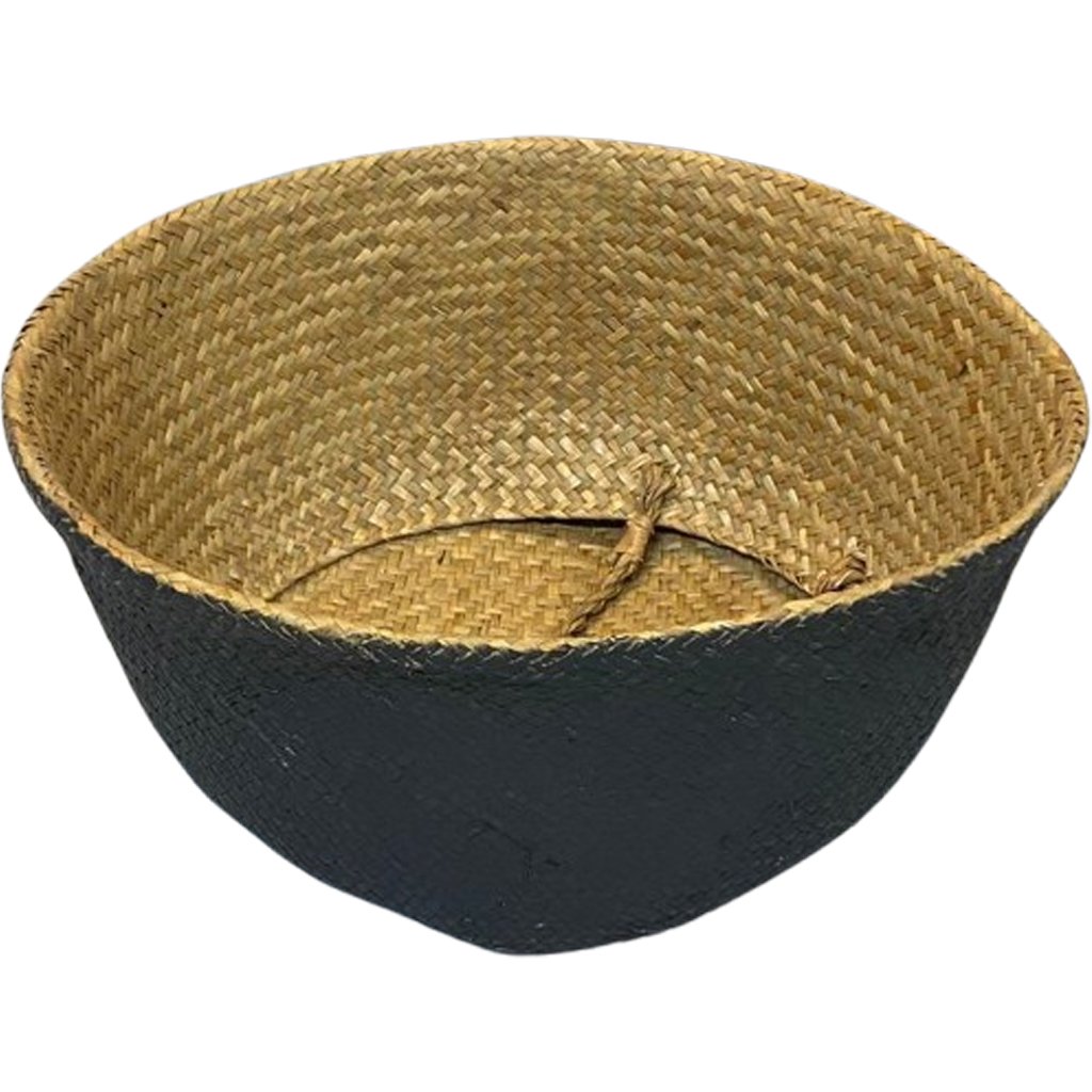 Cesta com Alça Decorativo em Palha 45cm Preto