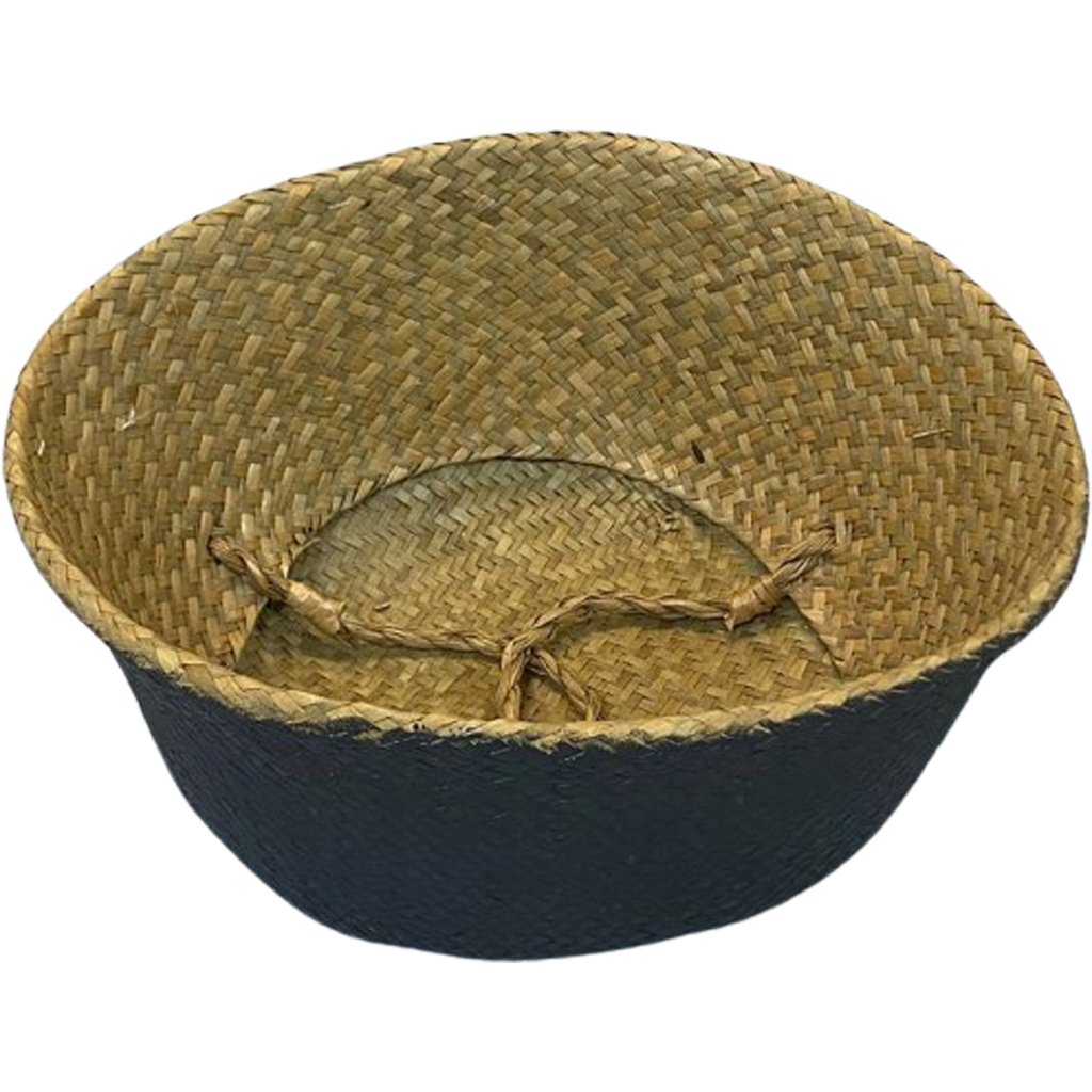 Cesta com Alça Decorativo em Palha 45cm Preto