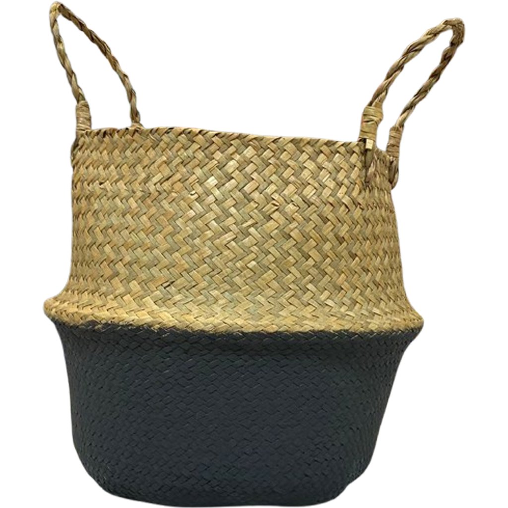 Cesta com Alça Decorativo em Palha 45cm Preto