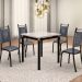 Conjunto 4 Cadeiras Chicago de Jantar em Couro Cinza e Rattan com Metal Preto