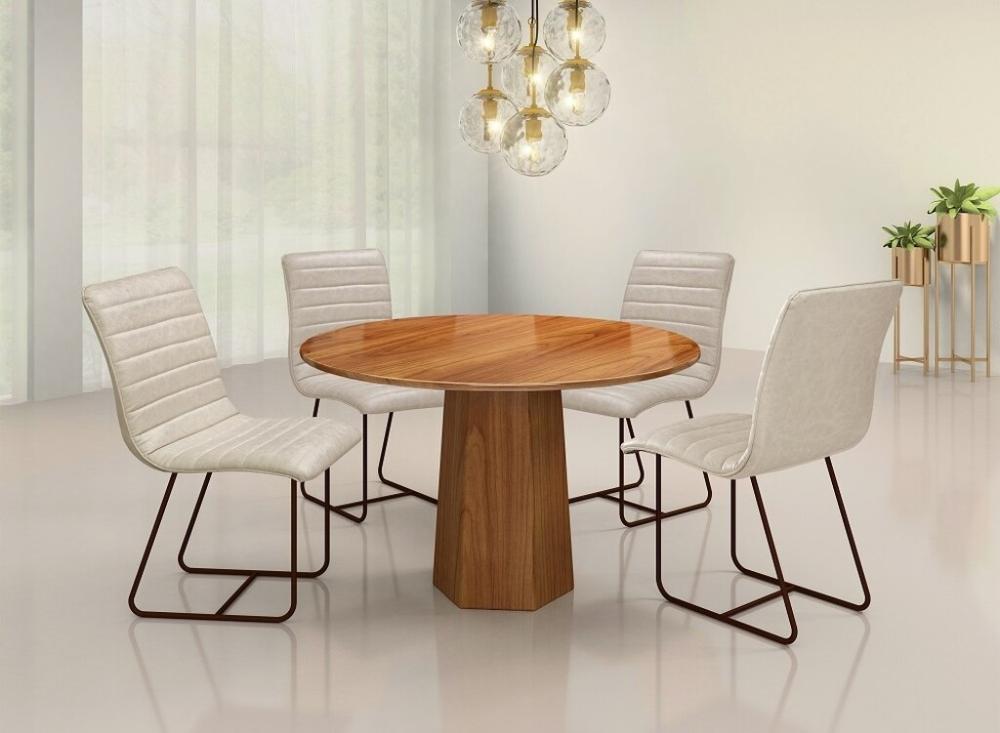 Conjunto Mesa Redonda Roraima 1,20M com 4 Cadeiras Itália