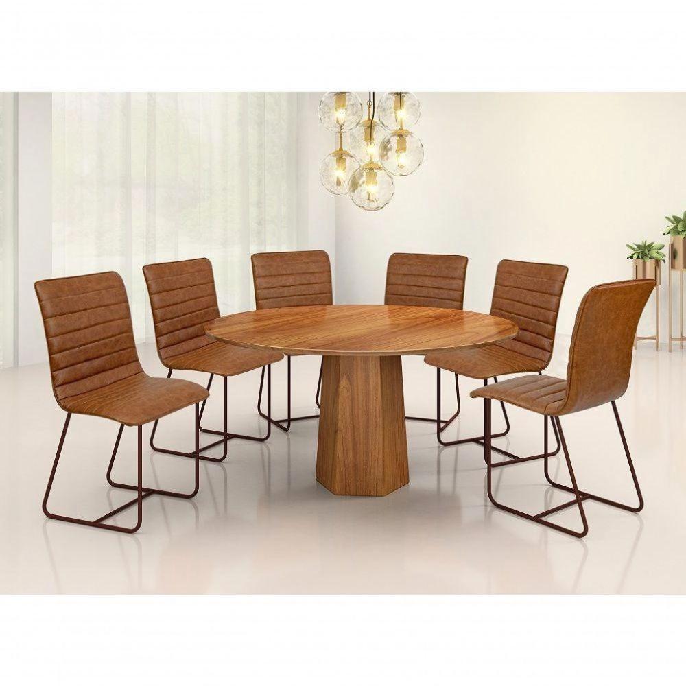 Conjunto Mesa Redonda Roraima 1,35M com 6 Cadeiras Itália