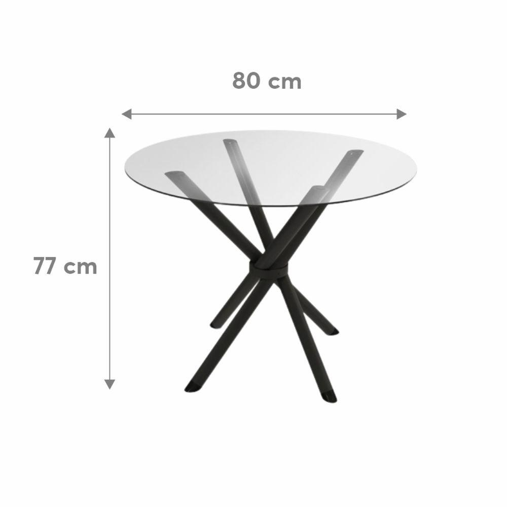 Conjunto Mesa Redonda Verona com Tampo Vidro e 4 Cadeiras BM Tubulares