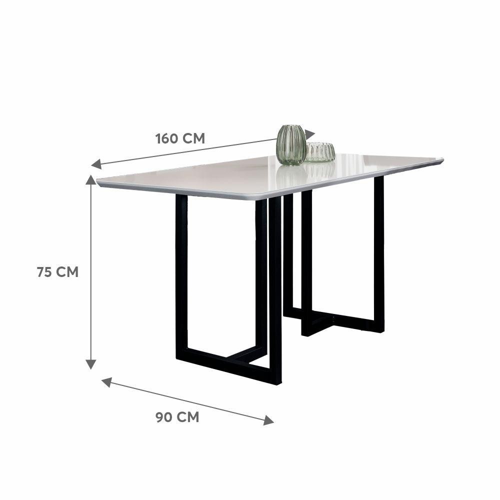 Conjunto Sala de Jantar Lisboa com 6 Cadeiras Rattan Grafite e Metal Preto BM Tubulares