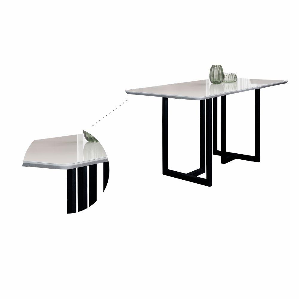 Conjunto Sala de Jantar Lisboa com 6 Cadeiras Rattan Grafite e Metal Preto BM Tubulares