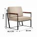 Poltrona Roma Linho Bege com Rattan e Base em Metal Preto