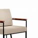 Poltrona Roma Linho Bege com Rattan e Base em Metal Preto