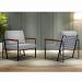 Poltrona Roma Linho Cinza com Rattan e Base em Metal Preto