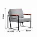Poltrona Roma Linho Cinza com Rattan e Base em Metal Preto