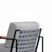 Poltrona Roma Linho Cinza com Rattan e Base em Metal Preto