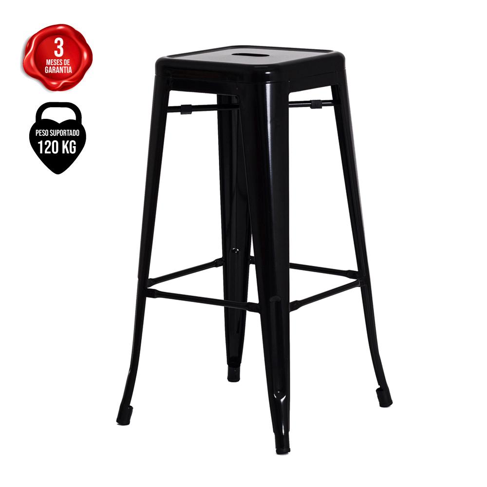 Banqueta Alta Bar Balcão Bancada Pub Bistrô Cozinha Americana Tolix Industrial Preta