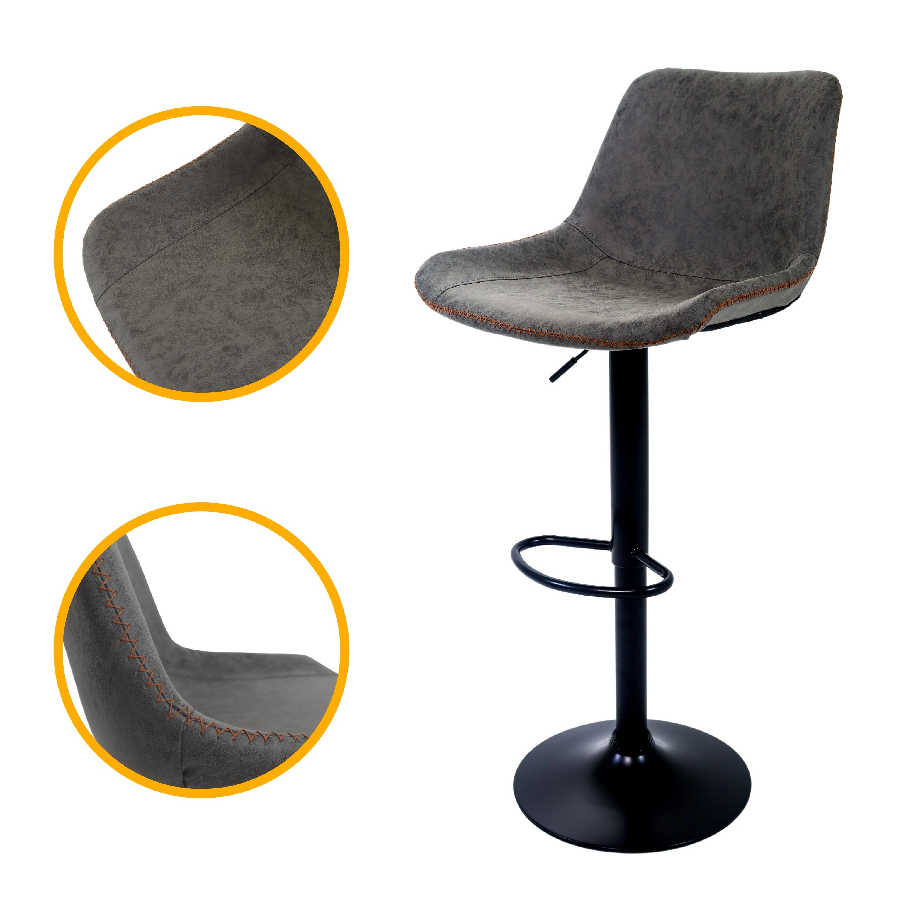 Banqueta Alta Roma Vintage Estofada Cinza