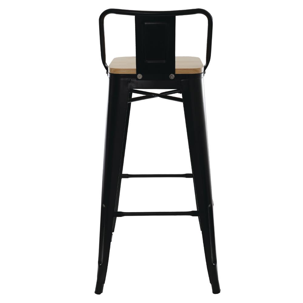 Banqueta Alta com Assento de Madeiras Tolix Preto