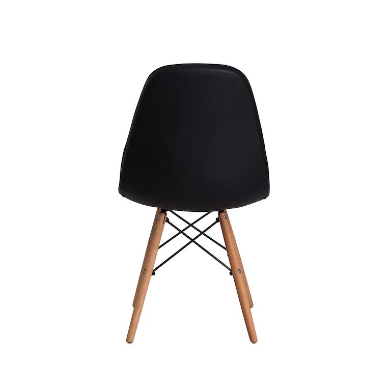Cadeira Charles Eames Botonê Preta Base Madeira